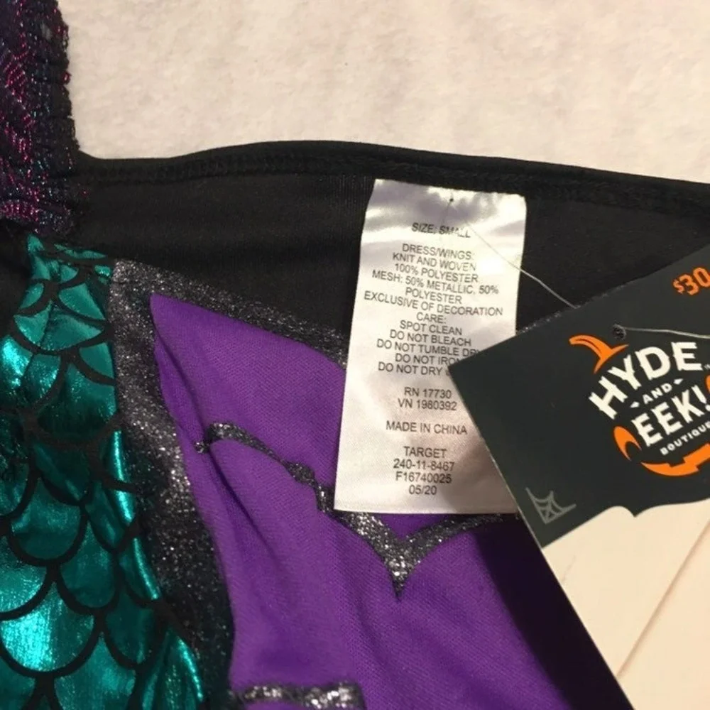 Hyde and EEK Dragon Costume Kids Large Purple Teal NWT Winged Tutu Dress